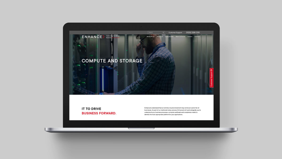 the Enhanced website on laptop view