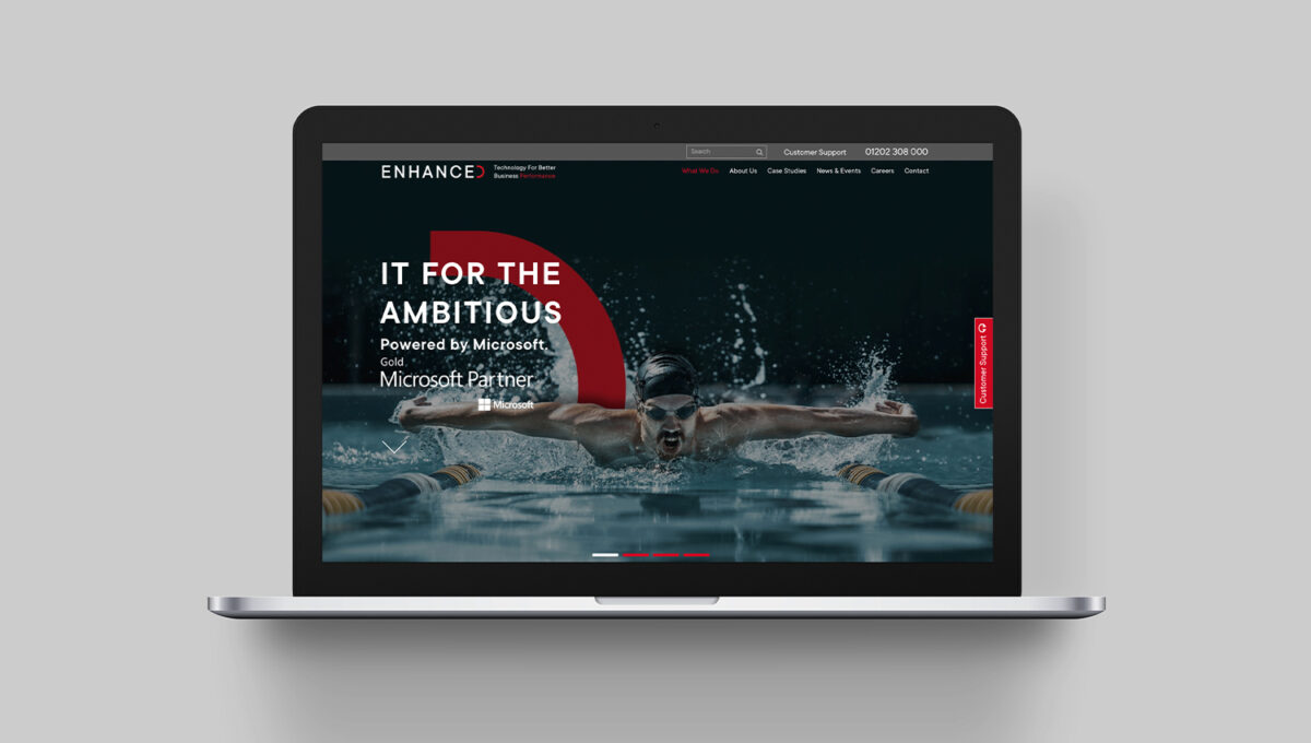 the Enhanced website on laptop view